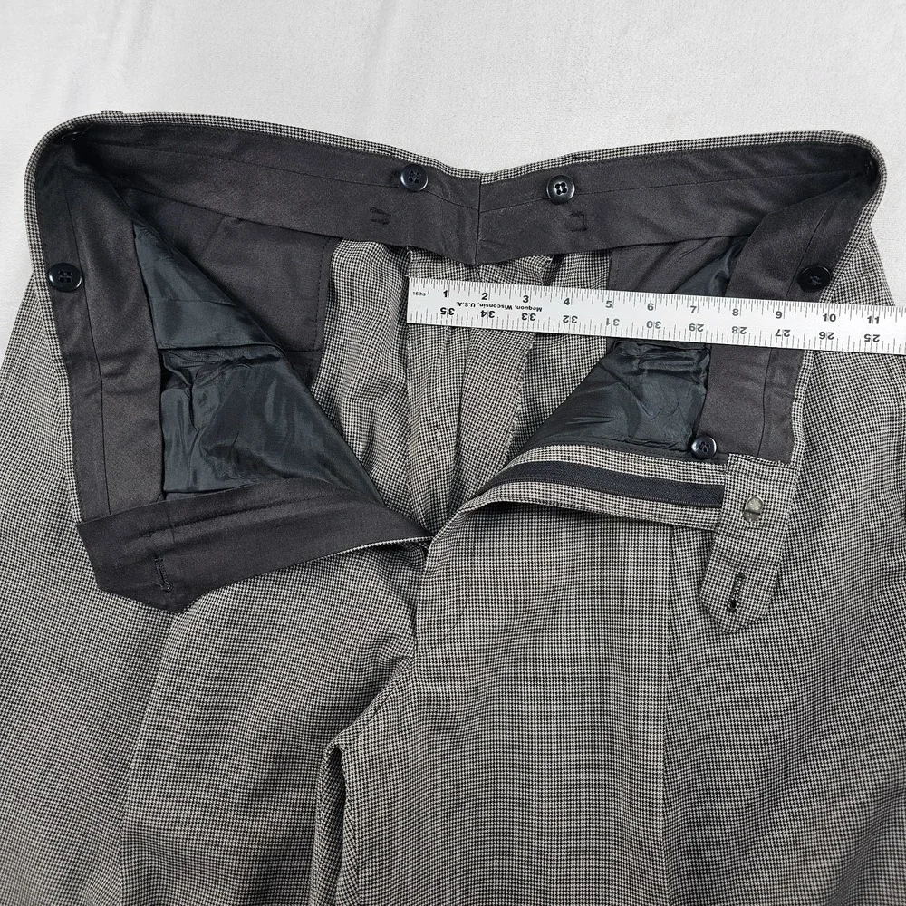 Vtg Joseph Abboud Suit Double Breasted Peak 48 XLong 36x34 Houndstooth 100% Wool